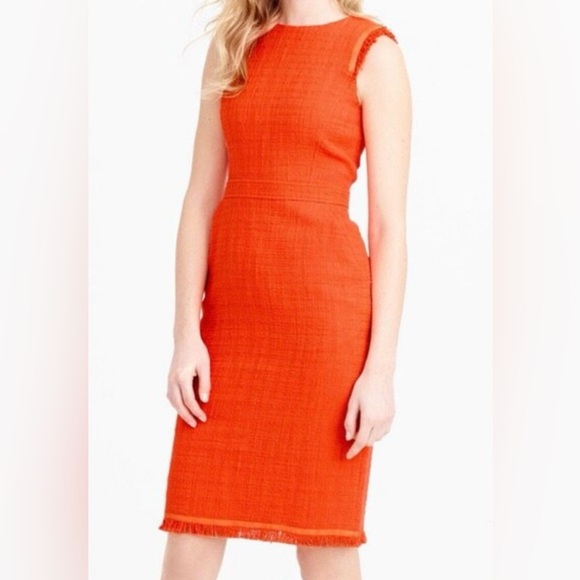 J. Crew Dresses & Skirts - J. Crew Neon Persimmon Sheath Tweed Dress size 6